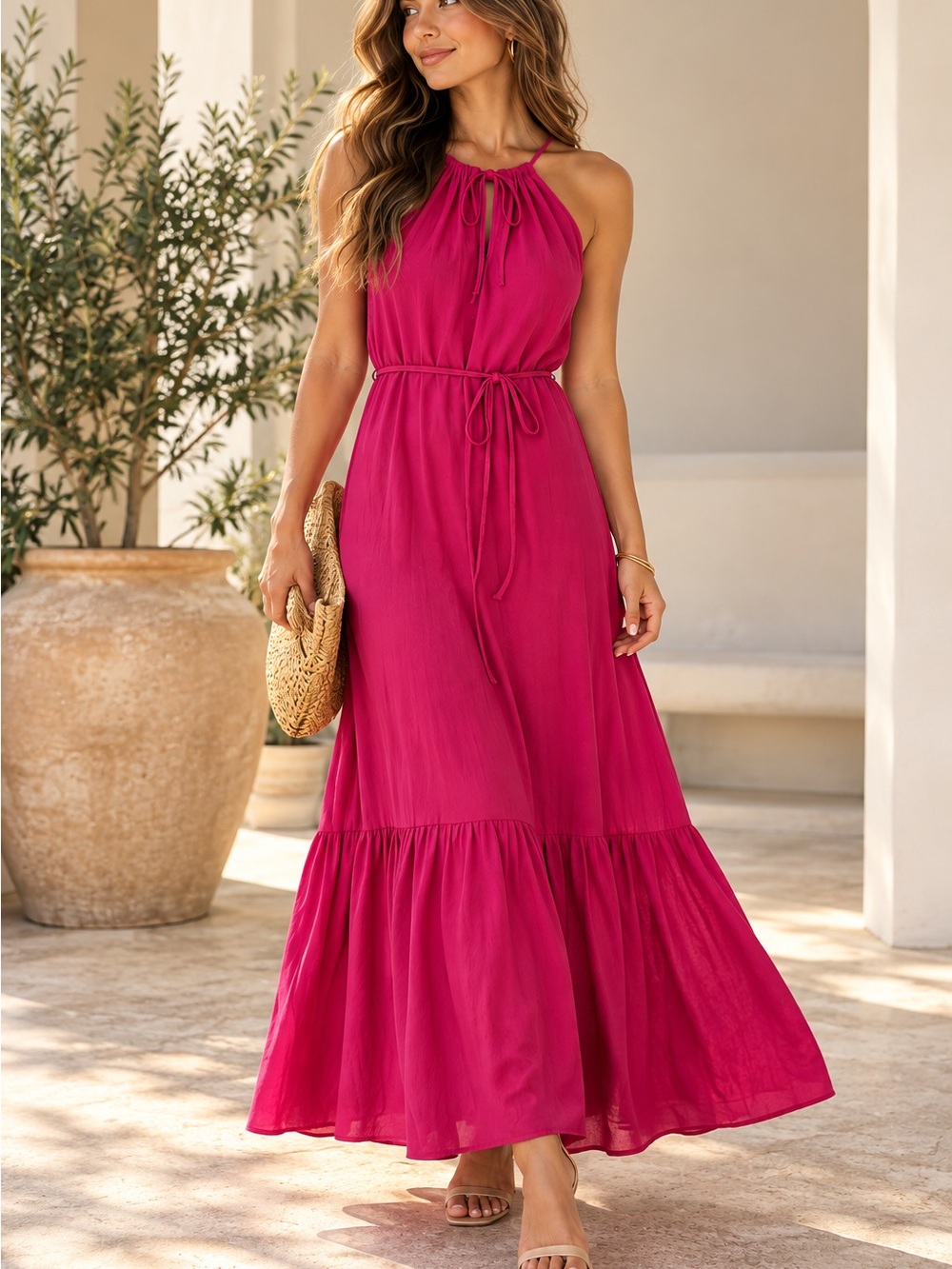 Banana Republic Pink Maxi Dress Size L NWT